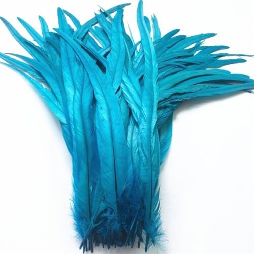 Wholesale 50Pcs/Lot Natural Lake Blue Rooster Tail Feather 25-30CM 10-12" Pheasant Feathers for Crafts Wedding Decoration Plumas
