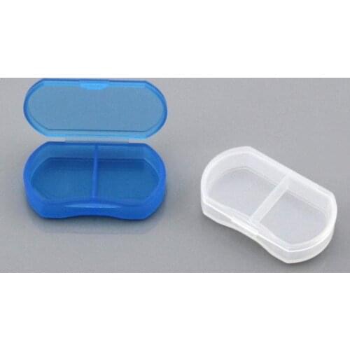 Portable Travel Mini Plastic Pill Box Medicine Case 2 Compartments Jewelry Bead Parts Organizer Storage Box SN1354