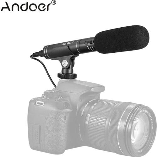 Andoer Professional Interview Microphone Shotgun Switchable Omni-directional Cardioid for Canon Nikon DSLR Camera Camcorder