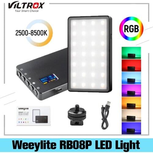 VILTROX Weeylife RB08P RGB 2500K-8500K Bi-Color Mini Pocket Video LED Light Portable Fill Light For Phone Camera Shooting Studio