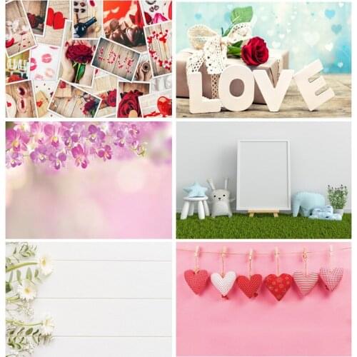 SHENGYONGBAO Vinyl Custom Photography Backdrops Prop Valentines day wood flower Theme Photography Background QJ91220-95