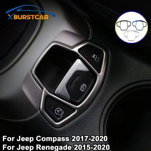 Xburstcar Stainless Steel Car Sticker for Jeep Compass 2th 2017 - 2020 Renegade 2015 - 2020 Electronic Handbrake Trim Stickers