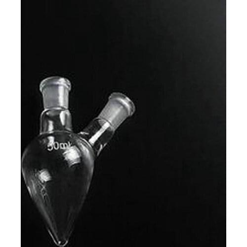 1pc/lot 25ml, 50ml, 250ml two mouth Pear shaped glass flask, two-neck pear shape flask for lab experiments