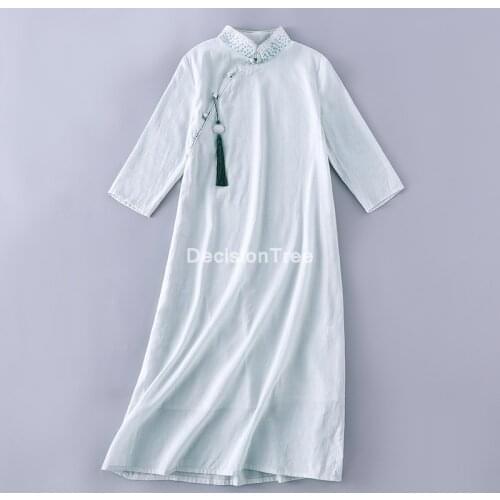 2021 vintage loose mesh qipao elegant women cheongsam dress folk style traditional chinese qipao dress elegant party dress