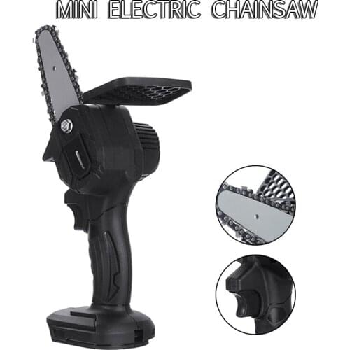 220V Mini Pruning One-handed Chainsaw 4" Electric Chain Saw With 5C Battery Charger Set Rechargeable Woodworking Garden Tool EU
