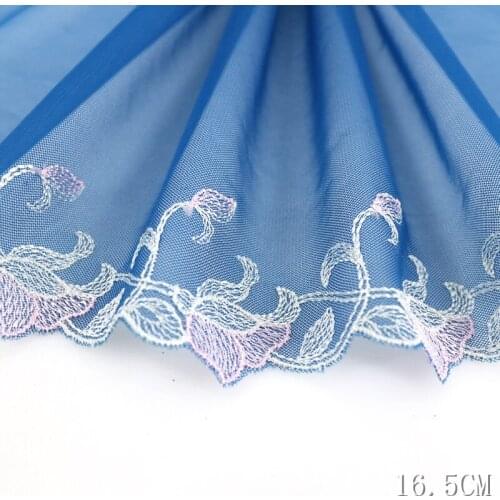 29Yards Blue Flower Edge Embroidery Lace Trim Ribbon Mesh Handmade Hair Accessories Dolls Dress Curtains Sewing Fabric Ribbon