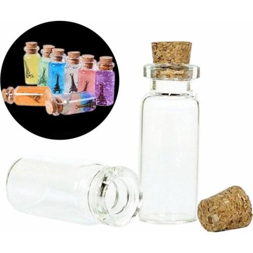 4Pc/Set 10ML 20*50MM Mini Cork Glass Bottles Empty Clear Cork Craft Decoration Home Accessories Stoppers Bottle Jar For DIY C1A1
