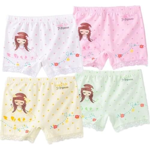4pc/lot High Quality Girl Safety Shorts Pants Underwear Soft Elastic Cotton Leggings Girls Lace Short Pants 2-10Y