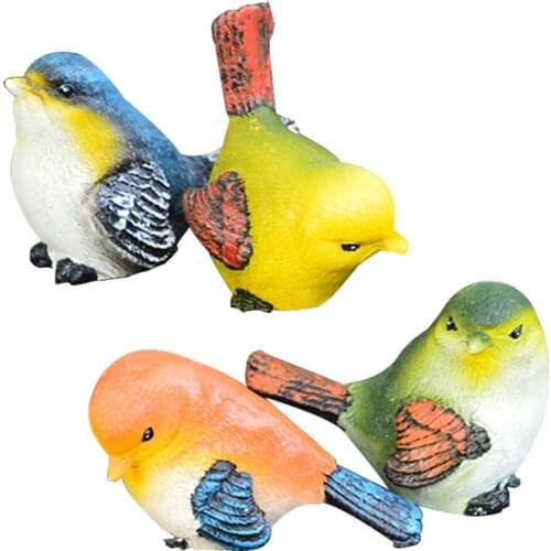 4PCS Mini Birds Cute Resin Birds Animal Model FigurinesOrnament For Home Garden Decoration DIY Accessories