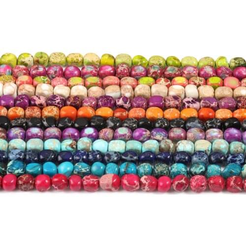 5-8mm Natural irregular Sea Sediment Turquoises Imperial Jaspers Gem stone Round Beads Diy Bracelet for Jewelry Making 15"