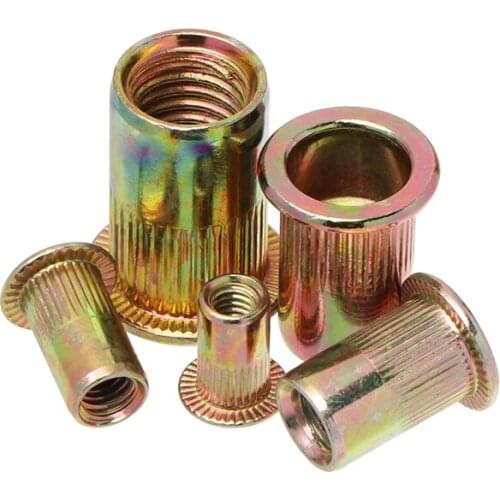 50 Pcs Flat Head Threaded Rivet Zinc Plated Carbon Steel Nuts Rivet Set High Quality Hardware Fasteners Tools M4 M5 M6 M8 M10