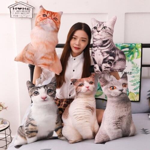 55cm Simulation Plush Cat Pillows Soft Stuffed Animals Cushion Sofa Decor Cartoon Plush Toys for Children Kids Birthday Gift