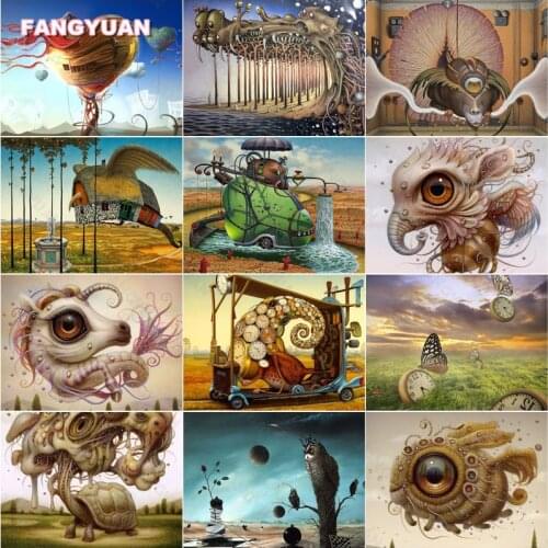 Diamond Painting Abstract Animals with Oversized Eyes Clock and Butterfly Cross Stitch Kits Diamond Mosaic Art Paintings Artwork