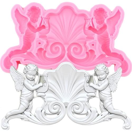 Baroque Relief Angel Silicone Molds Cake Border Fondant Mold DIY Party Cake Decorating Tools Candy Clay Chocolate Gumpaste Mould