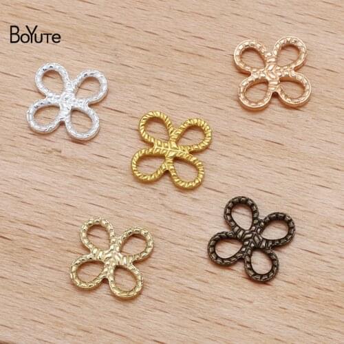 BoYuTe (100 Pieces/Lot) 5 Colors 8MM Metal Brass Clover Connector Charms DIY Hand Made Jewelry Making Materials