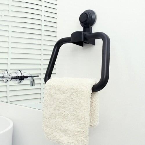Towel Holder Bathroom Wall Towel Holder Multipurpose Plastic Towel Ring Sucker Bath Hanging Towel Rack Punch-Free Bathroom Home