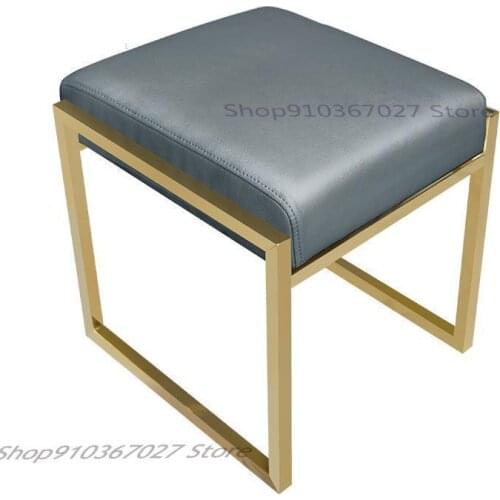 Home Modern Minimalist Net Red Bedroom Dressing Stool Shoe Changing Stool Stainless Steel Chair Leather Stool