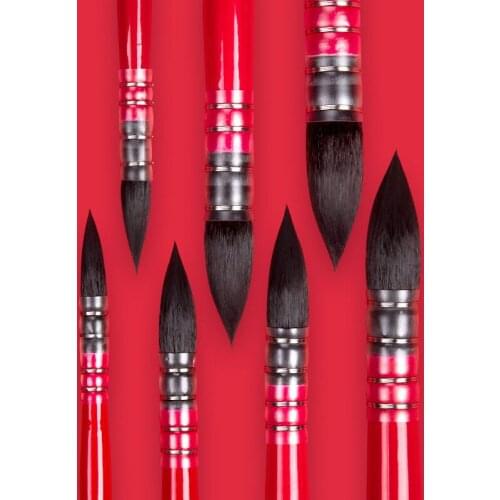 Squirrel Hair Watercolor Brush Nylon Painting Brush Pen Red Wooden Handle Watercolor Painting Brush Artist Drawing Art Supplies