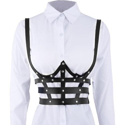 Leather Chest Harness Belt Women BDSM Lingerie Gothic Harness Belts Body Bondage Waist Straps Punk Rock Stylish Accessories
