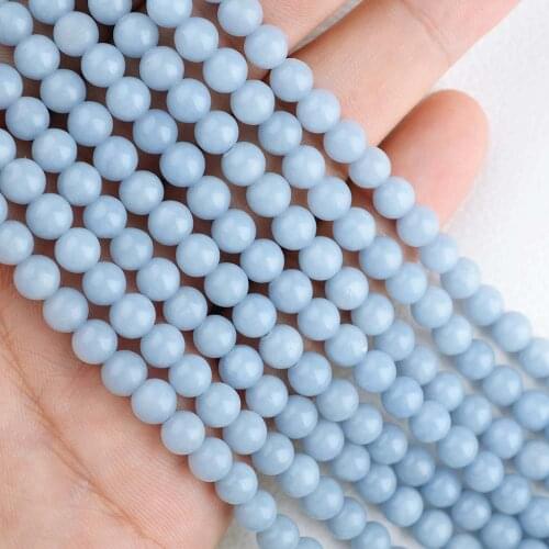 2 Strands Wholesale Natural Genuine Blue Angelite Anhydrite Celestite Round Loose Stone Beads 3-18mm Fit Jewelry15"