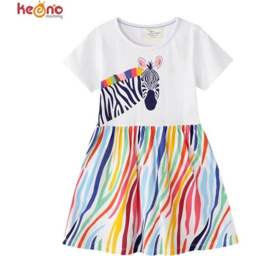 Girls Summer Dresses Animal Zebra Kids Short Sleeve Vestidos Infant Princess Cotton Clothes Baby Casual Dresses