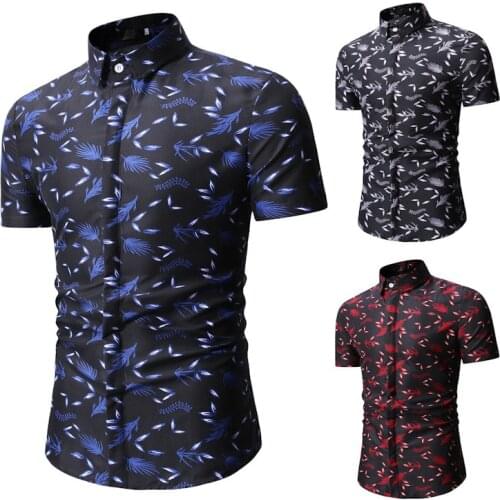 ICCLCK Summer New Mens Casual Short-sleeved Flower Shirt Mens Slim-fit Plus Size Shirt Men Shirts Oversized Shirt