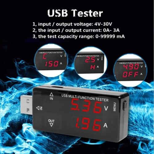 Digital Display USB Multifunction Tester 4V-30V Mini Current Voltage Charger Capacity Tester USB Doctor Power Bank Meter