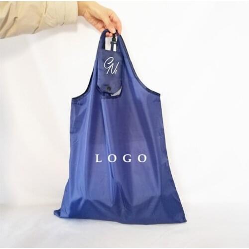 500Pcs/Lot Reusable Grocery Bags Foldable Washable Custom Print Logo Shopping Bag Sturdy Lightweight Polyester Fabric for Market