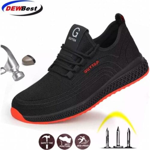 DEWBEST Safety Shoes 2020 Mens Steel Toe Anti-smashing Construction Work Sneaker Outdoor breathable fashion Safety Boots