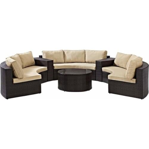 Best Selling 6 Piece Outdoor Wicker Seating Set With Sand Cushions