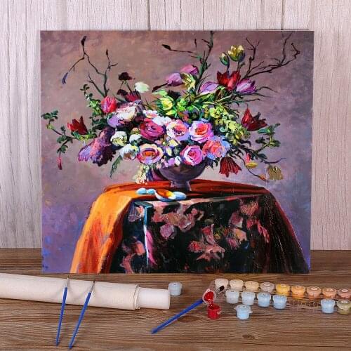 Landscape Flowers Coloring By Numbers Painting Kit Acrylic Paints 40*50 Boards By Numbers Home Decor Crafts Adults Art