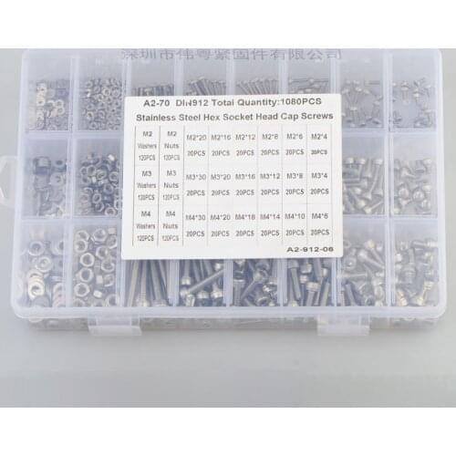 Stainless Steel Hexagon Socket Screws Set Button Head Cap Screws Bicycle Hex Assortment Screw Kit Bolts and Nuts Allen Bolts Set