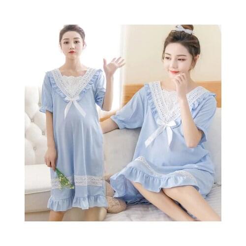 New maternity dress nightdress summer postpartum lactation breastfeeding dress confinement pajamas cotton pregnant dress