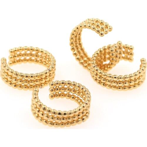 Original Character Retro Geometric Grid Hollow Small Round Beads Copper Plated Gold Simple Opening Ring index Finger Ring Female