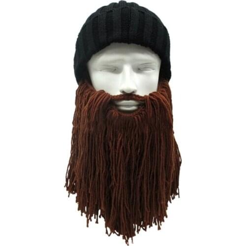 Autumn And Winter Creative Funny Long Beard Hat Barbarian Skiing Wool Hat Halloween men hat 3pcs/lot