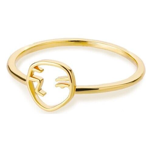 Hollow Out Face Rings For Women Stainless Steel Goth Ring Metal Vintage Geometric Rings Punk Jewelry Anillos