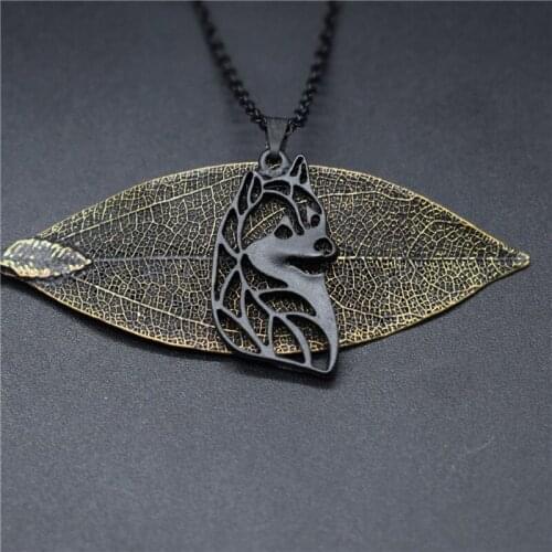 4 Colors New Siberian Husky Charm Necklace Trendy Metal Dog Jewellery Siberian Husky Pendant Necklace Women