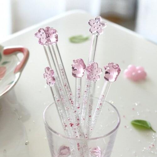 Sakura Cats Claw Star Diamond Stirring Stick Shiny Glass Stick Heart-shaped Stirring Stick Home Fruit Juice Coffee Stirrer