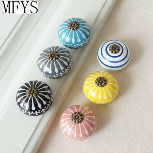 Modern Drawer Pulls Knob Ceramic Knob Cupboard Handles Pink Yellow Blue Black Kids Handle Cabinet Knob Decor