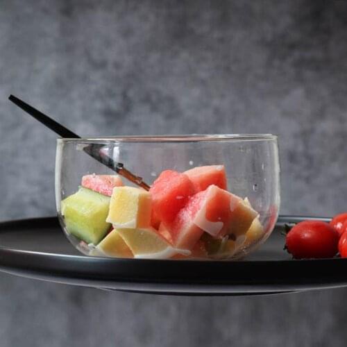 Glass Salad Bowl Transparent Heatproof Fruits Dessert Storage Bowl For Home Store Kitchen Tools (350ml)