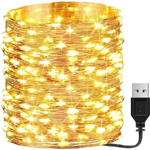 2m/3m/5m/10m Battery/USB LED Christmas Fairy String Lights New Year Garland Curtain Lamp Holiday Decor For Home Bedroom Window