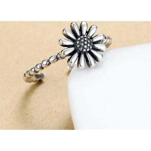 Vintage Korean Style Plant Sunflower Adjustable Rings Tibetan Silver Boho Jewelry Dropshipping 2020 Best Selling Products Women