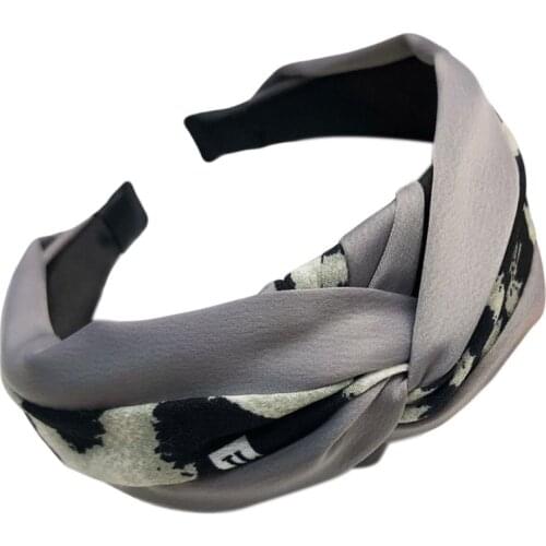Womens Vintage Twisted Knotted Cloth Wrapped Headband Color Block Leopard Patchwork Wide Hair Hoop Retro Ruched Elastic Casual H