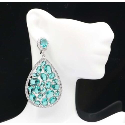 15X15mm Star Shape Created Pink Tourmaline Bright Zircon Womans European Daily Wear Silver Earrings