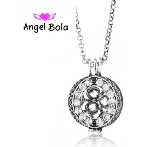 Angel Bola 5 Color 20.5mm10pcs/Wholesale Sweater Chain Crystal Cage Pendant Sound Ball Necklace for Pregnant Mom Gift L036