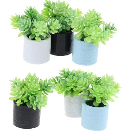 1:12 Miniature Fake Plant Flower Ceramics Bottle Flower Arrangement Dollhouse Furniture Miniatures Accessories 1pc