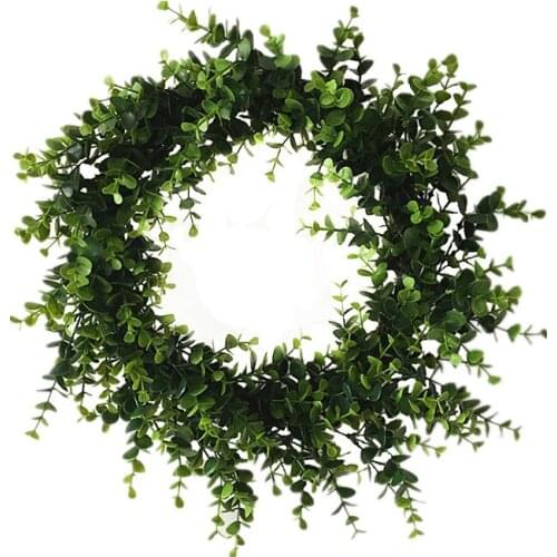 1pc/lot 2018 Hot Sale 18 Inch Artificial Plastic Green Leaves Wreath for Home Decoration Free Shipping