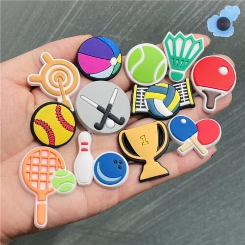 1Pcs Sports Bowling Balls Garden Slippers Shoes Charms Accessories PVC Shoe Decoration Clog for Wristbands Croc jibz Kid Gifts