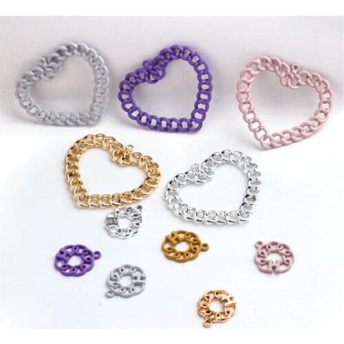 10pcs New Design Korean Alloy Painted Hollow Big Love Circle Trendy Earrings For Women Bag Pendant Diy Ear Jewelry Accessories