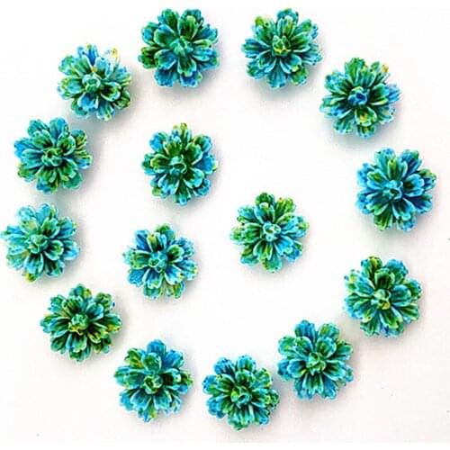 100 pcs. Green&Yellow DlY resin rose flower flatback appliques for phone / wedding / craft